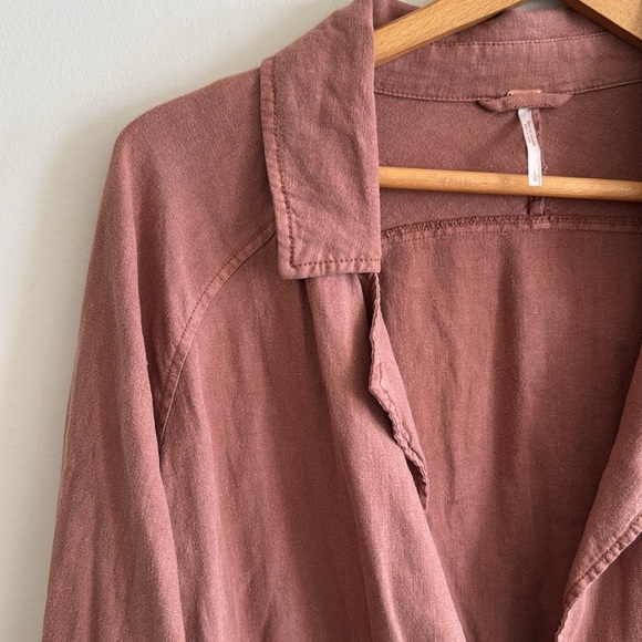 Free People linen blend Joani lightweight boho Jacket size large - Picture 7 of 11